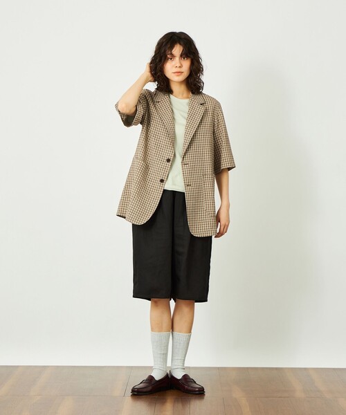 MACKINTOSH PHILOSOPHY(マッキントッシュ フィロソフィー)の「GREY LABEL リネンミックスチェックジャケット(テーラードジャケット・レディース・ベージュ系その他4・2)」の2枚目の写真