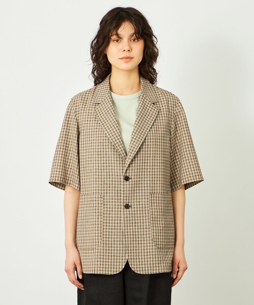MACKINTOSH PHILOSOPHY(マッキントッシュ フィロソフィー)の「GREY LABEL リネンミックスチェックジャケット(テーラードジャケット・レディース・ベージュ系その他4・2)」の3枚目の写真