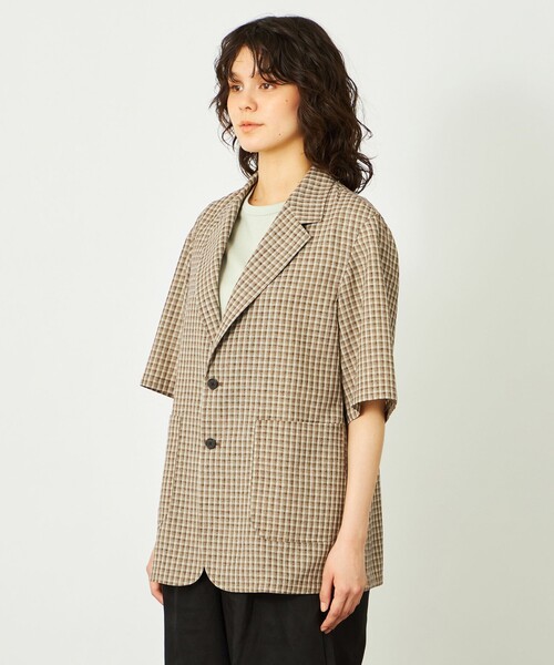MACKINTOSH PHILOSOPHY(マッキントッシュ フィロソフィー)の「GREY LABEL リネンミックスチェックジャケット(テーラードジャケット・レディース・ベージュ系その他4・2)」の4枚目の写真