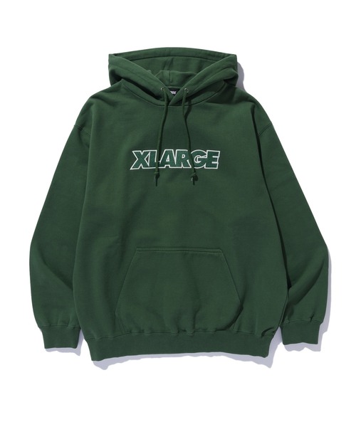 XLARGE(エクストララージ)の「STANDARD LOGO HOODED SWEATSHIRT(パーカー・メンズ・グレー/ブラック/ネイビー/グリーン・S/M/L/XL)」の4枚目の写真