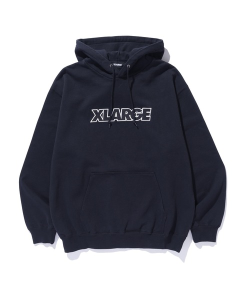 XLARGE(エクストララージ)の「STANDARD LOGO HOODED SWEATSHIRT(パーカー・メンズ・グレー/ブラック/ネイビー/グリーン・S/M/L/XL)」の2枚目の写真