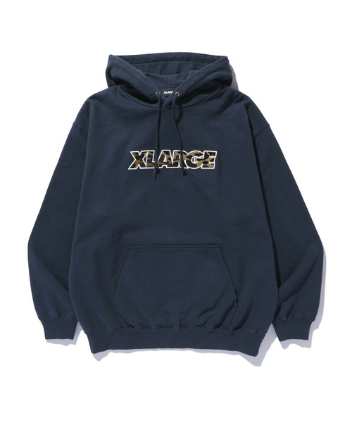 XLARGE(エクストララージ)の「STANDARD LOGO HOODED SWEATSHIRT(パーカー・メンズ・グレー/ブラック/ネイビー/グリーン・S/M/L/XL)」の11枚目の写真