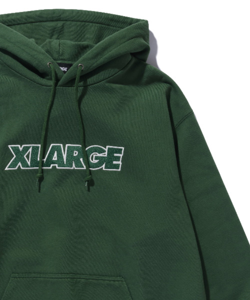 XLARGE(エクストララージ)の「STANDARD LOGO HOODED SWEATSHIRT(パーカー・メンズ・グレー/ブラック/ネイビー/グリーン・S/M/L/XL)」の16枚目の写真