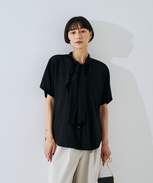 Rouge vif(ルージュヴィフ)の「ボウタイドルマンブラウス(シャツ/ブラウス・レディース・ブラック/オフホワイト/ピンク・フリー)」の13枚目の写真