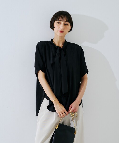 Rouge vif(ルージュヴィフ)の「ボウタイドルマンブラウス(シャツ/ブラウス・レディース・ブラック/オフホワイト/ピンク・フリー)」の14枚目の写真