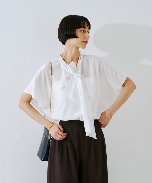 Rouge vif(ルージュヴィフ)の「ボウタイドルマンブラウス(シャツ/ブラウス・レディース・ブラック/オフホワイト/ピンク・フリー)」の19枚目の写真