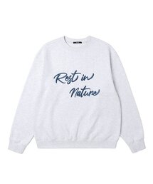 男女共用レタリングボリューム刺繍ベーシック裏毛スウェット (L-M-GREY) (HA2LT81_12)