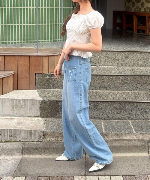 frunco(フランコ)の「【ZOZOTOWN限定】リボン付きドット柄シャーリングブラウス(シャツ/ブラウス・レディース・アイボリー/ブルー/ホワイト・FREE)」の11枚目の写真