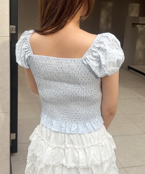 frunco(フランコ)の「【ZOZOTOWN限定】リボン付きドット柄シャーリングブラウス(シャツ/ブラウス・レディース・アイボリー/ブルー/ホワイト・FREE)」の16枚目の写真