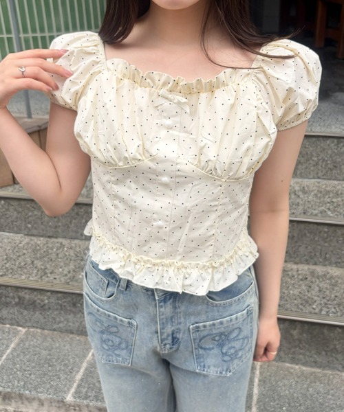 frunco(フランコ)の「【ZOZOTOWN限定】リボン付きドット柄シャーリングブラウス(シャツ/ブラウス・レディース・アイボリー/ブルー/ホワイト・FREE)」の22枚目の写真
