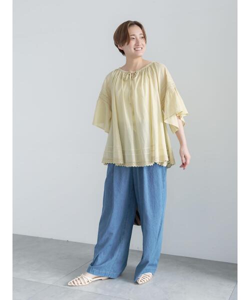Te chichi(テチチ)の「コットンローンフレアスリーブブラウス(シャツ/ブラウス・レディース・イエロー/ブラウン/ホワイト・F)」の7枚目の写真