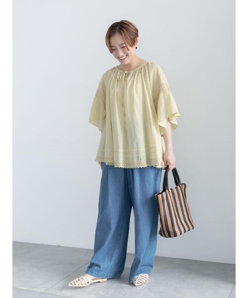 Te chichi(テチチ)の「コットンローンフレアスリーブブラウス(シャツ/ブラウス・レディース・イエロー/ブラウン/ホワイト・F)」の8枚目の写真