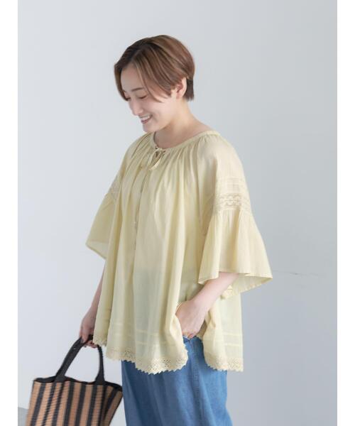 Te chichi(テチチ)の「コットンローンフレアスリーブブラウス(シャツ/ブラウス・レディース・イエロー/ブラウン/ホワイト・F)」の9枚目の写真