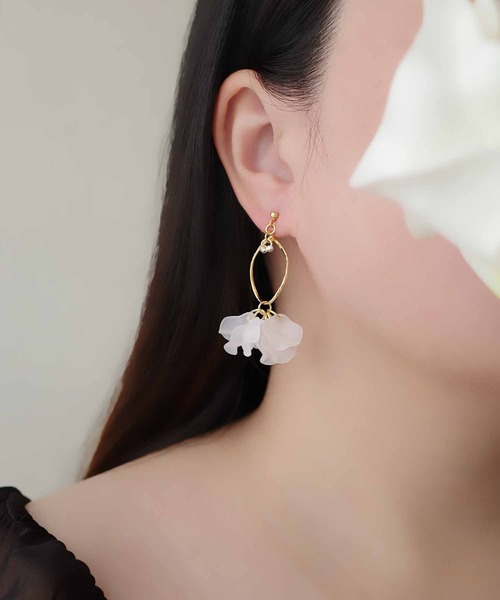 『JOLIE 』ピアス セール】jolie minette/ひねりフープ フリル ピアス/アレルギー対応