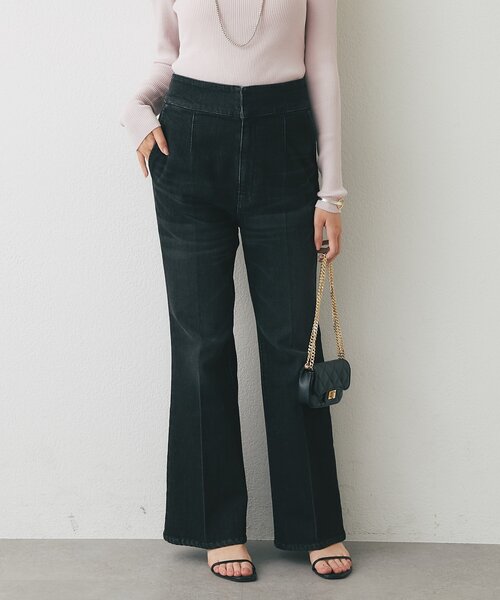 La boutique BonBon(ラブティックボンボン)の「【miki監修・新色登場!7サイズ展開】バックレースアップデニムフレアパンツ(デニムパンツ・レディース・サックスブルー/ネイビー/ブルー/ブラック・TS/34/TM/36/38/X-SMALL/PS)」の2枚目の写真