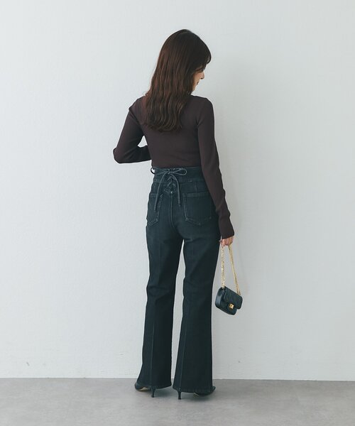 La boutique BonBon(ラブティックボンボン)の「【miki監修・新色登場!7サイズ展開】バックレースアップデニムフレアパンツ(デニムパンツ・レディース・サックスブルー/ネイビー/ブルー/ブラック・TS/34/TM/36/38/X-SMALL/PS)」の19枚目の写真