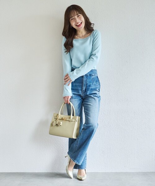 La boutique BonBon(ラブティックボンボン)の「【miki監修・新色登場!7サイズ展開】バックレースアップデニムフレアパンツ(デニムパンツ・レディース・サックスブルー/ネイビー/ブルー/ブラック・TS/34/TM/36/38/X-SMALL/PS)」の9枚目の写真