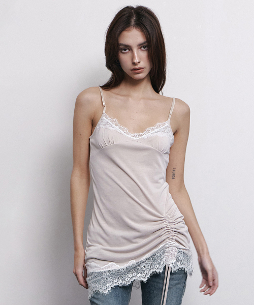 PLEASENOFOLLOW(プリーズノーフォロー)の「Pia Lace Slip Mini Dress (Beige)(ワンピース・レディース・その他・FREE)」の1枚目の写真