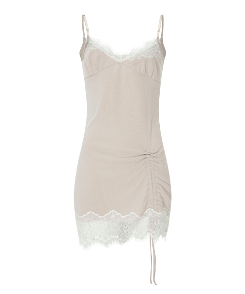 PLEASENOFOLLOW(プリーズノーフォロー)の「Pia Lace Slip Mini Dress (Beige)(ワンピース・レディース・その他・FREE)」の2枚目の写真