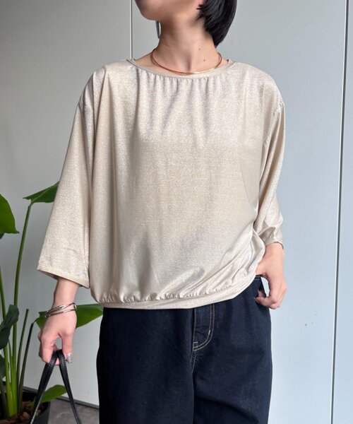Jena espace merveilleux(ジェナ エスパスメルヴェイユ)の「ラメドルマンCS(Tシャツ/カットソー・レディース・ライトベージュ/ライトグレー・FREE)」の2枚目の写真