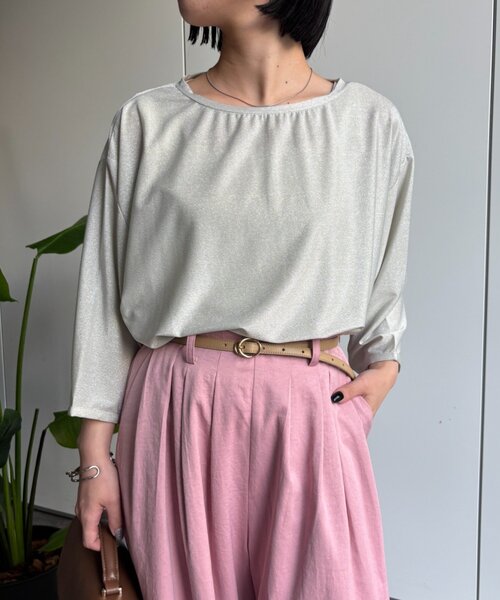 Jena espace merveilleux(ジェナ エスパスメルヴェイユ)の「ラメドルマンCS(Tシャツ/カットソー・レディース・ライトベージュ/ライトグレー・FREE)」の1枚目の写真