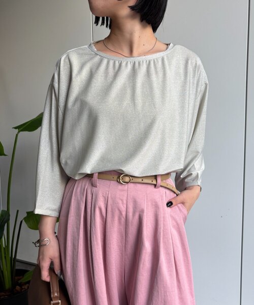 Jena espace merveilleux(ジェナ エスパスメルヴェイユ)の「ラメドルマンCS(Tシャツ/カットソー・レディース・ライトベージュ/ライトグレー・FREE)」の7枚目の写真