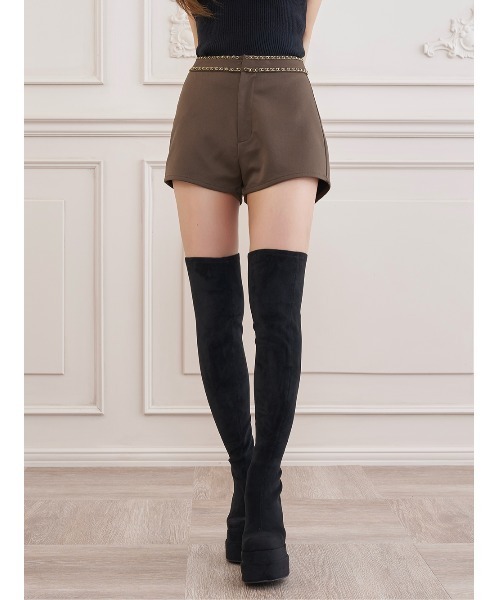 Darich(ダーリッチ)の「ダブルチェーンハイウエストショートパンツ(その他パンツ・レディース・ホワイト/ブラック/ベージュ/ブラウン・S/M)」の3枚目の写真
