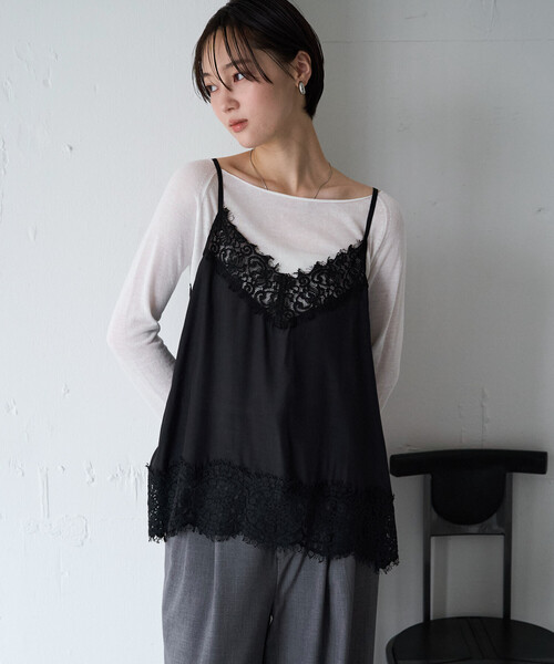 FREAK'S STORE(フリークスストア)の「限定展開 インド レーヨン シャンタン キャミ レース ビスチェ(キャミソール・レディース・オフホワイト/ブラック/ベージュ/ブラウン/ブルーグリーン・フリ-)」の7枚目の写真
