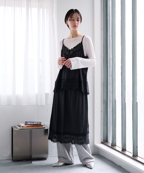 FREAK'S STORE(フリークスストア)の「限定展開 インド レーヨン シャンタン キャミ レース ビスチェ(キャミソール・レディース・オフホワイト/ブラック/ベージュ/ブラウン/ブルーグリーン・フリ-)」の13枚目の写真