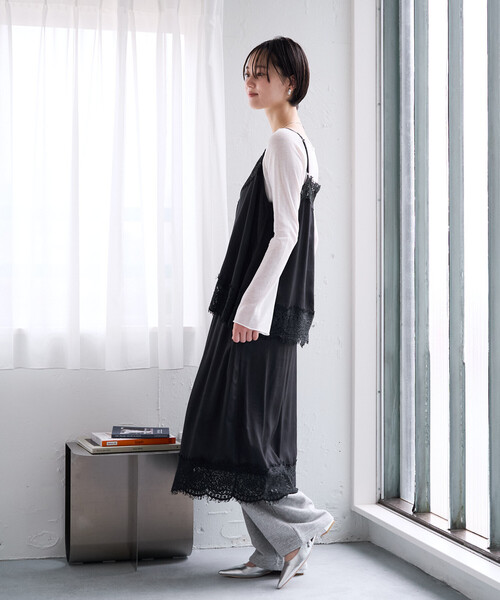 FREAK'S STORE(フリークスストア)の「限定展開 インド レーヨン シャンタン キャミ レース ビスチェ(キャミソール・レディース・オフホワイト/ブラック/ベージュ/ブラウン/ブルーグリーン・フリ-)」の14枚目の写真