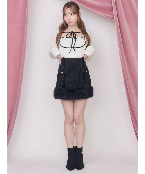 EATME(イートミー)の「レイヤードライクデコルテリブTOP(Tシャツ/カットソー・レディース・オフホワイト/グレー/ベージュ・FREE)」の7枚目の写真