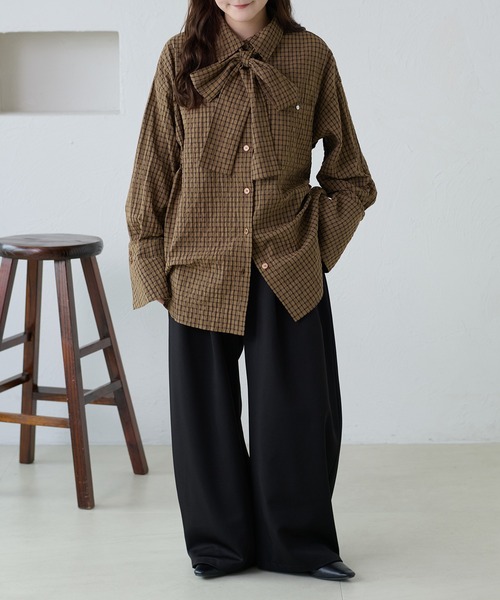 apres jour clair（アプレジュールクレア）の「【apres jour clair】チェックボウタイシャツ（シャツ/ブラウス・レディース・ホワイト系その他/ブラック/ブラウン系その他/ベージュ系その他・フリー/X-LARGE）」の18枚目の写真