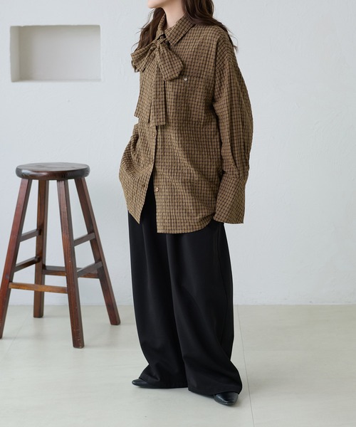 apres jour clair（アプレジュールクレア）の「【apres jour clair】チェックボウタイシャツ（シャツ/ブラウス・レディース・ホワイト系その他/ブラック/ブラウン系その他/ベージュ系その他・フリー/X-LARGE）」の19枚目の写真
