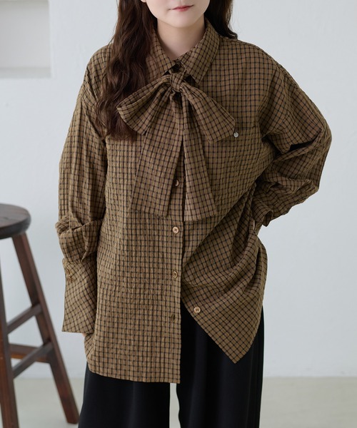 apres jour clair（アプレジュールクレア）の「【apres jour clair】チェックボウタイシャツ（シャツ/ブラウス・レディース・ホワイト系その他/ブラック/ブラウン系その他/ベージュ系その他・フリー/X-LARGE）」の11枚目の写真