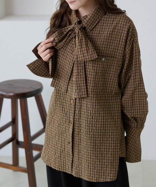 apres jour clair（アプレジュールクレア）の「【apres jour clair】チェックボウタイシャツ（シャツ/ブラウス・レディース・ホワイト系その他/ブラック/ブラウン系その他/ベージュ系その他・フリー/X-LARGE）」の12枚目の写真