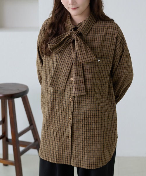 apres jour clair（アプレジュールクレア）の「【apres jour clair】チェックボウタイシャツ（シャツ/ブラウス・レディース・ホワイト系その他/ブラック/ブラウン系その他/ベージュ系その他・フリー/X-LARGE）」の13枚目の写真