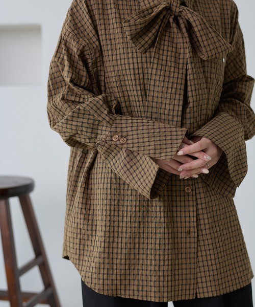 apres jour clair（アプレジュールクレア）の「【apres jour clair】チェックボウタイシャツ（シャツ/ブラウス・レディース・ホワイト系その他/ブラック/ブラウン系その他/ベージュ系その他・フリー/X-LARGE）」の14枚目の写真