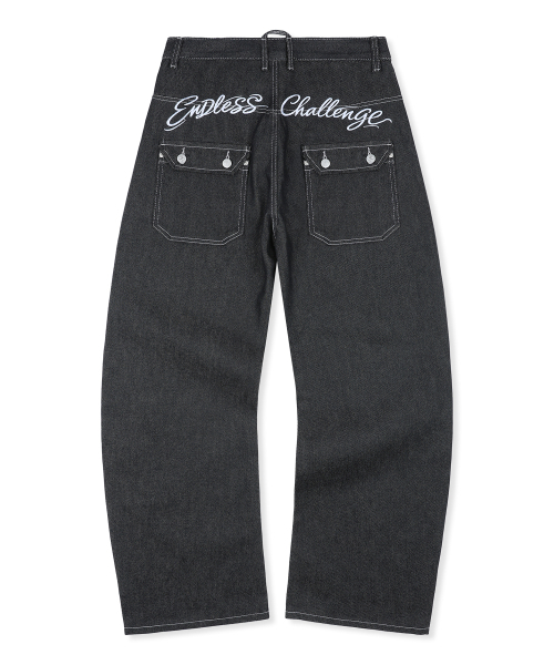 XTONZ(エクストーンズ)の「XP339 レタリングローカーブデニムパンツ (ブラック)(デニムパンツ・レディース・その他・LARGE/MEDIUM/SMALL)」の5枚目の写真