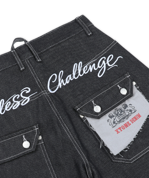 XTONZ(エクストーンズ)の「XP339 レタリングローカーブデニムパンツ (ブラック)(デニムパンツ・レディース・その他・LARGE/MEDIUM/SMALL)」の7枚目の写真