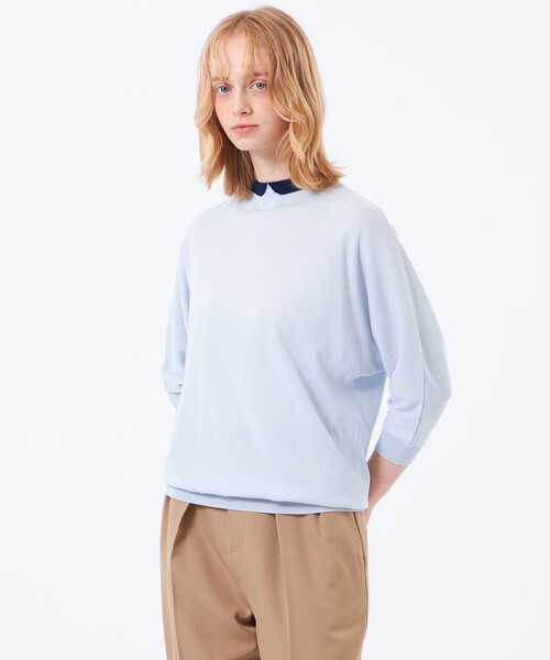 MACKINTOSH PHILOSOPHY(マッキントッシュ フィロソフィー)の「【Cleric Collar Knit(クレリックカラーニット)】ドルマンスリーブ(ニット/セーター・レディース・ブルー/ダークネイビー/ブラウン系その他4/レッド系その他2・38)」の3枚目の写真