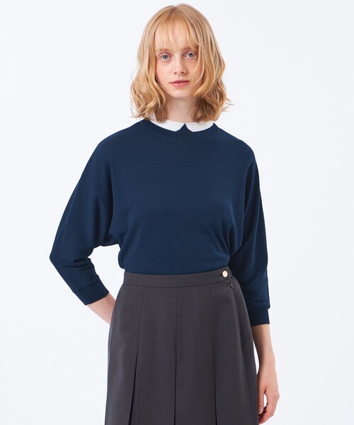 MACKINTOSH PHILOSOPHY(マッキントッシュ フィロソフィー)の「【Cleric Collar Knit(クレリックカラーニット)】ドルマンスリーブ(ニット/セーター・レディース・ブルー/ダークネイビー/ブラウン系その他4/レッド系その他2・38)」の4枚目の写真