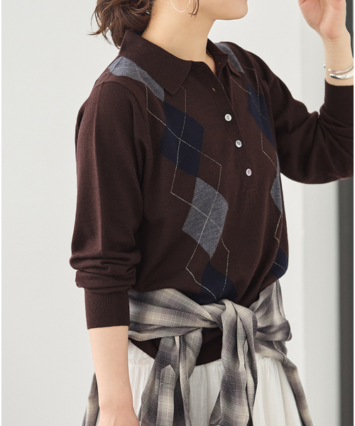 JOURNAL STANDARD(ジャーナルスタンダード)の「《追加2》ウォッシャブルウール ポロシャツ(ニット/セーター・レディース・ネイビー・FREE)」の10枚目の写真