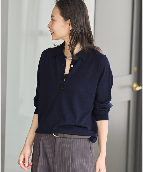 JOURNAL STANDARD(ジャーナルスタンダード)の「《追加2》ウォッシャブルウール ポロシャツ(ニット/セーター・レディース・ネイビー・FREE)」の16枚目の写真