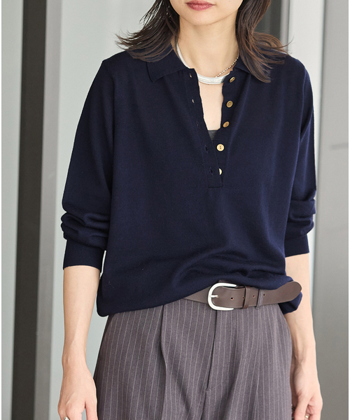 JOURNAL STANDARD(ジャーナルスタンダード)の「《追加2》ウォッシャブルウール ポロシャツ(ニット/セーター・レディース・ネイビー・FREE)」の17枚目の写真