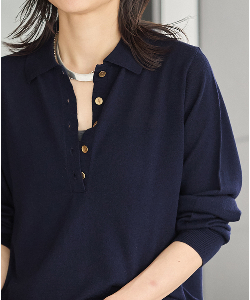 JOURNAL STANDARD(ジャーナルスタンダード)の「《追加2》ウォッシャブルウール ポロシャツ(ニット/セーター・レディース・ネイビー・FREE)」の18枚目の写真