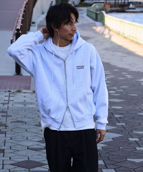 FFEIN(フェイン)の「【FFEIN(フェイン)】ヘビーウエイトワンポイント立体フードジップパーカー / パーカー ダブルジップ ワンポイント ロゴ 裏起毛 フーディ(パーカー・メンズ・ピンク/ブラック/ブラウン/ネイビー/アッシュグレー/ワイン・SMALL/MEDIUM/LARGE)」の18枚目の写真