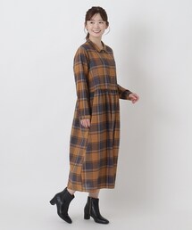 コットンドビー チェック柄 前開きワンピース