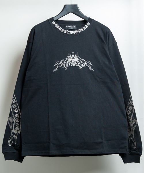 BACKSTAGE PASS（バックステージパス）の「LILY BONE LS(リリー ボーンLS)ゴシックグラフィック ルーズフィット ロングスリーブ Tシャツ（Tシャツ/カットソー・メンズ・ダークグレー・FREE）」の17枚目の写真