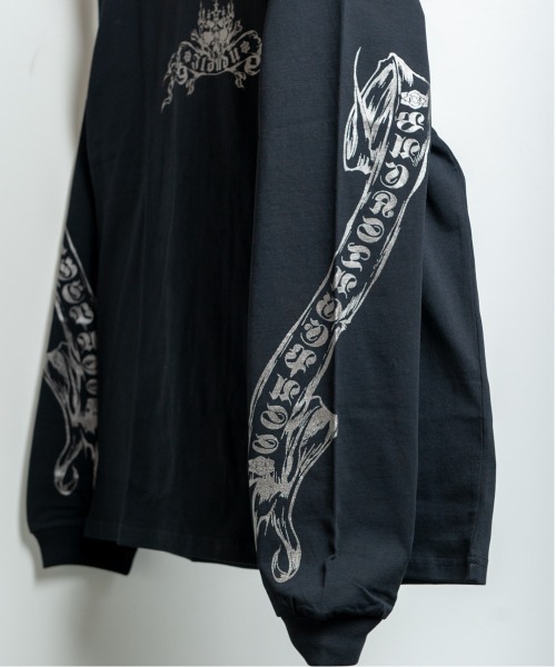 BACKSTAGE PASS（バックステージパス）の「LILY BONE LS(リリー ボーンLS)ゴシックグラフィック ルーズフィット ロングスリーブ Tシャツ（Tシャツ/カットソー・メンズ・ダークグレー・FREE）」の21枚目の写真