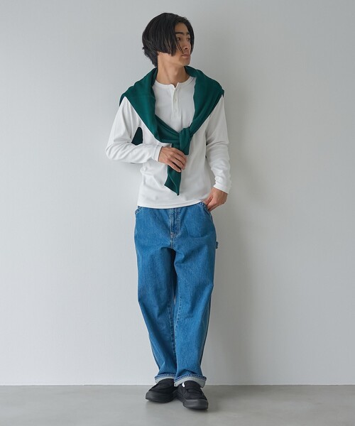 coen(コーエン)の「【WEB限定】スパンリブヘンリーベーシックTシャツ(Tシャツ/カットソー・メンズ・グレー系/ブラック/ホワイト・M/L)」の15枚目の写真